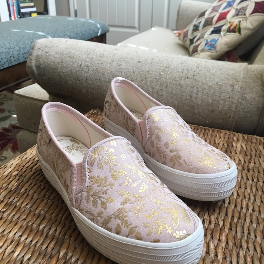 Rifle Paper Co. Rose Gold Ked Slip On Sneakers
